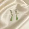 Nuevos pendientes de calcedonia con forma de gota de agua y mariposa estilo chino para mujer, pendientes vintage elegantes con borlas verdes, joyería Hanfu de alta gama