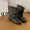 Moda Estilo Retro Estilo Genial Botas de Pantorrilla Pantalón Adelgazantes Botines Cortos para Mujer Otoño 2026 Nuevas Botas de Caballero de Suela Gruesa Botas Western