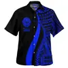 Cor Tahiti Havaí Impressão Digital 3D Tahiti Polinésio Manga Curta Camisa de Renda Casual