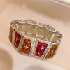 Pulsera de diamantes cuadrados, diseño elegante y moderno de la marca coreana Flu, pulsera delicada y con sentido de la moda, pulsera de celebridades de Internet, recién llegada para mujeres.