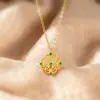 Yinyi Yuangtong Corpo Prata Esterlina S925 Novo Estilo Chinês Padrão Diamante Verde Vazado Colar para Mulheres Personalidade Moda Versátil Corrente da Clavícula
