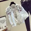 Nova Jaqueta Bordada Solta Estilo Coreano para Primavera e Outono, Curta Versátil de Piloto Bordada para Estudantes Mulheres, Fina