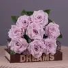 Venta al por mayor de fábrica de rosas artificiales, rosas de diamante de 9 cabezas, flores artificiales, cascada de pared de rosas, flores falsas, ramo de flores de seda