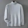 Camisa base 100% caxemira pura, novo suéter de tricô pulôver solto de gola alta masculino outono e inverno, suéter pulôver quente