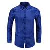 Camisa de manga larga nueva para hombre, a rayas, con cuello, casual, talla grande, disponible todo el año, primavera y otoño 2024, transfronteriza