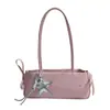 Bolso de Axila con Colgante de Estrella Estilo Dulce y Fresco Estilo Coreano, Bolso de Hombro de Cuero Suave de Gran Capacidad, Disponible en Múltiples Colores, Estilo Chica Dulce