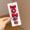 Grampo de Cabelo Laço Vermelho Fofo de Ano Novo para Crianças Meninas Flor Desenho Animado Presilha Lateral Bebê Presilha Bico de Pato de Ano Novo Acessório de Cabeça