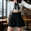 Tallas Grandes Chica Gordita Traje Negro Shorts Mujer Cintura Alta Línea A Casual Pantalones de Pierna Ancha Nueva Ropa Exterior Pantalones Bootcut Estilo Coreano