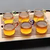Taza de Té Pequeña de 6 Colores Vidrio Taza Opaca Té Taza Pequeña de Vino Hogar Juego Completo de Juego de Té Kung Fu Taza Pequeña Recta Mezcla