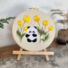Nuevo Lu Bordado Flor y Hierba Panda Pintura Colgante Bordado Cruz Diy Bolsa de Costura Hecho a Mano Estilo Adorable Sala de Estar Bordado Pintura Colgante