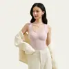 Capa base para otoño e invierno, lana cepillada de doble cara, sin costuras, chaleco cálido para mujer, con copas de sujetador incorporadas, se puede usar como capa interior sin necesidad de un sujetador aparte