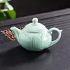 Tetera Serie Celadón para Preparar Té, Tetera Individual para Uso Doméstico, Juego de Té Cerámico de Loto, Juego de Tazas para Uso Doméstico, Gran Capacidad, Venta al por Mayor