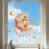 Brup Adesivo de Janela Lanterna Estrela-Lua Floral Retro Dupla Face Mesma Cor Eletrostático Decoração de Vidro para Janela Hs-Jd4937Q