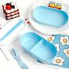 Lonchera Doble Estilo Japonés de Dibujos Animados Plástico de Grado Alimenticio Lonchera Bento con Rejilla Apta para Microondas Portátil para Estudiantes