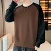 [310g otoño 2 abierto] suéter de manga raglán cuello redondo para hombre primavera y otoño 2024 nuevo costura explosiones ocio moda