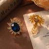 Pendientes estilo palacio vintage con flor, perla y circonitas, broche francés de moda, alfileres de colores.