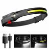 Farol de LED de indução de luz forte transfronteiriço Carregamento USB Ciclismo ao ar livre Corrida noturna Farol de silicone Refletor COB Luz de trabalho