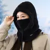Gorro grueso de forro polar para invierno con polaina integrada y protección para los oídos, gorro de algodón a prueba de viento para mujer, accesorio cálido para ciclismo