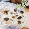 Nuevos Pendientes Retro Europeos y Americanos Mori de Gama Alta Creativos Largos de Madera con Borla de Fruta Seca Natural Estilo Étnico