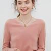 Suéter de lã de vestuário de primeira linha para mulheres 100 Camisa de base de lã com decote em V Tricotado Suéter de caxemira solto Top de emagrecimento outono e inverno