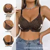 Comércio Exterior Transfronteiriço Sexy Roupa Íntima Sem Costura Feminina Tamanho Grande Estampa de Leopardo Roupa Íntima Sem Aro Levanta Seios Laterais Previne Flacidez Sutiã Feminino