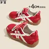 Versión de piel de vaca doble cordón rojo Zapatos de entrenamiento alemanes zapatos de mujer versátiles ligeros hacen que los pies parezcan más pequeños Zapatos Forrest Gump zapatos deportivos casuales