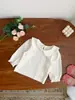 Ins Estilo Coreano Niña Primavera Top Camiseta Elegante Cuello de Muñeca Floral Manga Larga Camiseta Base Ropa de Bebé