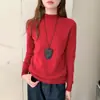 Suéter de punto de alta gama 100% lana listo para usar para mujer, cuello medio alto, hombro raglán, base de punto, suéter simple nuevo para mujer