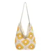 Estilo Coreano Diseño de Nicho Hueco Girasol Bolso Cruzado Casual Gran Capacidad para Mujeres Viajes al Trabajo Bolso Tejido Versátil