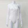 Ropa de mujer irregular un hombro una manga plisado personalidad sexy mono de chica caliente moda