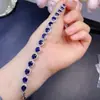Pulsera de Zafiro Natural, Buen Color, Todas las Cuentas Son Finas, Plata S925, Piedra Principal Incrustada Fina Tamaño 5*6mm