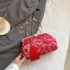 Bolsos de Nuevo Estilo para Mujer, Modernos Bolsos de Concha con Borlas, Nuevos Bolsos de Mano Bordados Estilo Chino, Populares Bolsos Cruzados de Hombro con Cadena