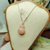 Collar Colgante de Jade Natural Liso con Patrón de Nube Propicia, Diseño de Gota de Agua, Compañía de Estrella y Luna, Colgante de Jade Infundido con Flor de Durazno de Jade de Seda Dorada