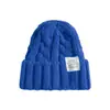 Chapéu de Tricô Torcido Outono e Inverno Chapéu de Tricô Térmico Cor Lisa Chapéu de Tricô Macio Boné Padrão Tendência