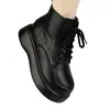 Botas de Nieve para Mujer de Piel Suave 2026 Nuevas Otoño/Invierno Suela Gruesa Punta Redonda Con Cordones Botas de Algodón Acolchadas de Terciopelo Zapatos de Algodón Gruesos para el Noreste