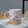 [Fábrica] Canecas de Porcelana de Osso Esmaltada de Alta Qualidade com Designs Florais Luxuosos, Copos de Água para Escritório, Lembrancinhas Atacado