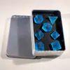 Nuevo Juego de Mesa Dungeons and Dragons Set de 7 Piezas Dados de Juego Dnd Rpg Cristal de Vidrio Azul Marino Color Mate Letras