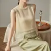 Chaleco Redondo Corto de Lujo para Fiesta Nocturna, Resistente, con Lentejuelas y Perlas, sin Mangas y Espalda Descubierta, Súper Brillante