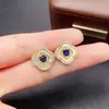 Aretes Transfronterizos de Zafiro Natural para Mujer, Accesorios de Gama Alta de Nicho, Joyería de Plata 925, Fábrica de Moda 4*4