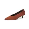 Zapatos de moda sencillos y elegantes de tacón bajo de 4,5 cm, nuevo estilo verano 2026, punta fina, tacón de aguja, zapatos de cuero para mujer sin cordones