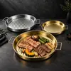 Molde para hornear de acero inoxidable engrosado, molde para pizza de doble asa, bandeja para hornear, sartén para asar bistecs y carnes, sartén, sartén para papas fritas de fondo plano, bandeja para servir
