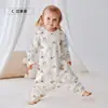 Saco de dormir para bebé con piernas separadas, Adecuado para todas las estaciones, Ropa de dormir fina de algodón de una sola capa, Ropa de dormir anti-patadas para niños, Traje de una pieza