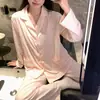 Conjunto de pijama para mujer de manga larga y pantalón largo, de algodón suave tipo anti-bolitas, se puede usar afuera como ropa casual para estar en casa. (Oro