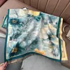 Estilo Pintura al Óleo Retro Francés Floral Barba Gruesa Bufanda Doble Cara Chal para Habitación con Aire Acondicionado Invierno Capa Exterior para Mujer