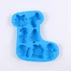 Formas de Bolo Múltiplas Meia de Natal Árvore Boneco de Neve Formas de Silicone Bolo Pudim Chocolate Sobremesa Formas