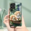 Aplicable para funda de teléfono Samsung S26ULTRA A57 Perro Remando S24 Funda Protectora Carcasa de Cristal Templado A07 Mono