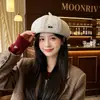 Nuevo gorro boina de lana con letra, sombrero de pintor moderno, cómodo y cálido para otoño e invierno, gorra retro artística para mujer con un ambiente artístico