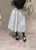 Falda de Lunares Estilo Coreano para Mujer Otoño Invierno Petite Forma de Pera Falda Berkeley Cintura Alta Línea A Falda Paraguas Botón