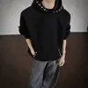 Sudadera con capucha de diseño retro americano con perlas, unisex, adecuada para primavera y otoño, casual, deportiva y versátil para el uso diario