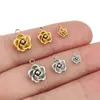 Aço Inoxidável 18K Ouro Galvanoplastia a Vácuo Pingente de Rosa 3D DIY Colar Brincos Pulseira Acessórios Joias Atacado